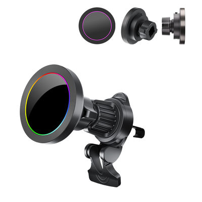Регулируемый световой эффект RGB 15w беспроводное зарядное устройство для автомобиля телефонный держатель с текстурой алюминиевого сплава