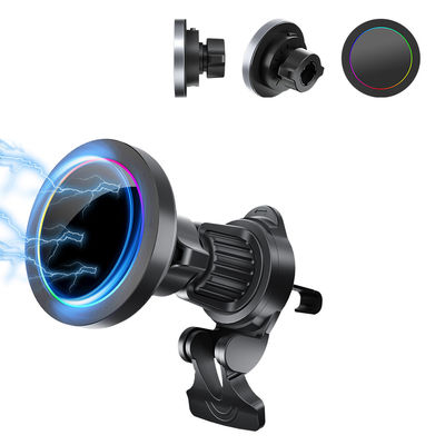 Алюминиевый сплав текстура беспроводный авто телефонный держатель Magsafe Car Mount RGB световой эффект быстрая зарядка